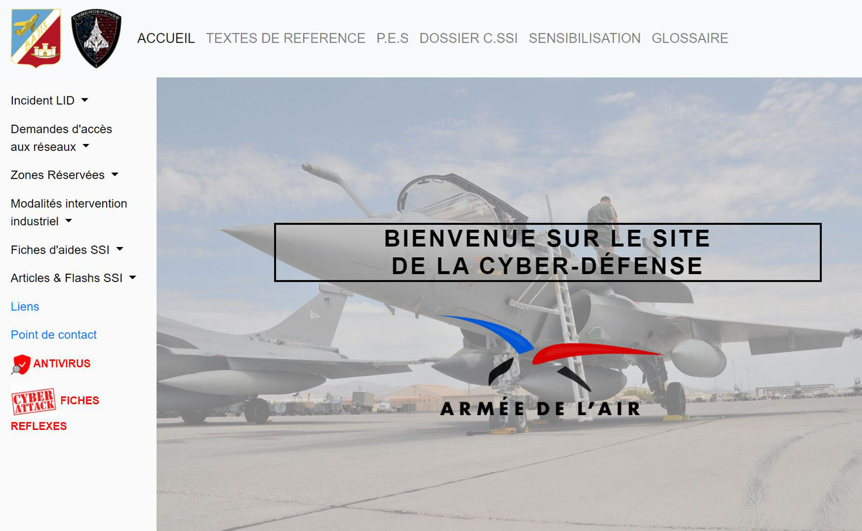 image de la page d'accueil du site de la cyber-défense
